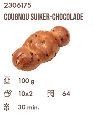 Cougnou suiker chocolade 2x100gr