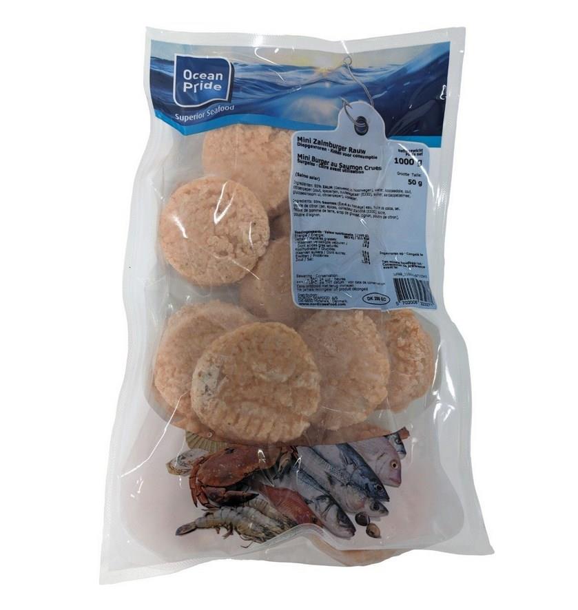 Mini Zalmburger 50g Ø6cm 1kg